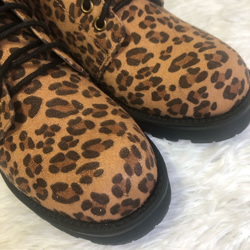 Mia Miki Leopard Print Lace Up Combat Boot - Picture 12 of 16